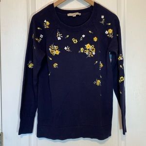Loft Navy Floral Sweater